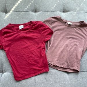 Baby Tee Crop Tops (Red/Brown)